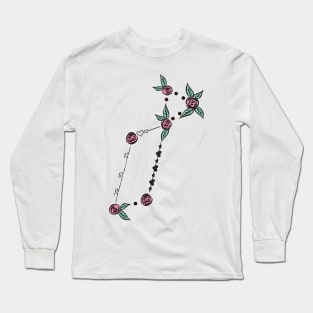 Lyra (Lyre) Constellation Roses and Hearts Doodle Long Sleeve T-Shirt